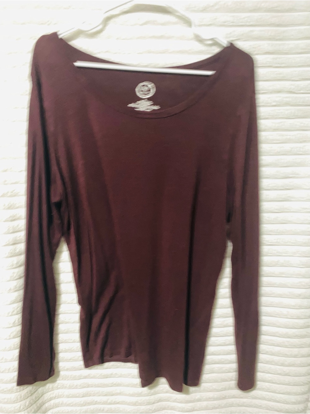 Maurices Long Sleeve Scoop Neck Top - Burgundy